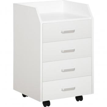 Vinsetto Cajonera de Oficina con 4 Cajones y Ruedas - Blanco