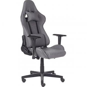 Silla de Gaming Ergonomica Gris Oscuro con Reposabrazos Ajustables y Descanso para Pies Warrior