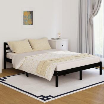 Estructura de cama de madera maciza de pino 140x200 cm negro