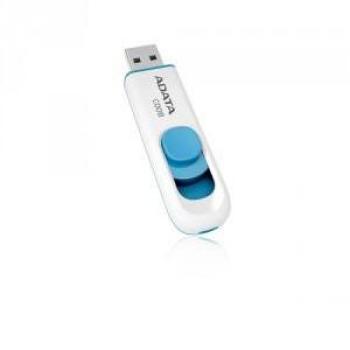 ADATA C008 16GB USB 2.0 Retractable Capless Flash Drive - White/Blue