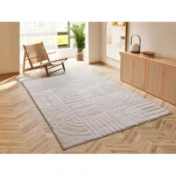 Alfombra Escandinava Geométrica Blanca ATTICGO - 140x200 cm