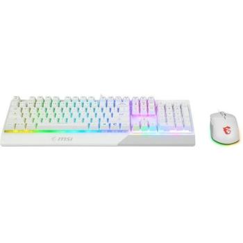 MSI Vigor GK30 Gaming Keyboard and GM11 RGB Mouse Combo - English Layout, White, Mechanical Membrane Switches, 6-Zone RGB Lighting, Water Repellent