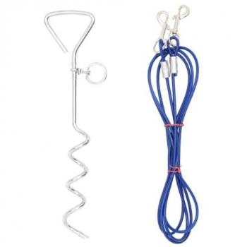 Cable de Amarre para Perros con Estaca de Tierra 5 m - Correa para Perros, Dimensiones 5 m