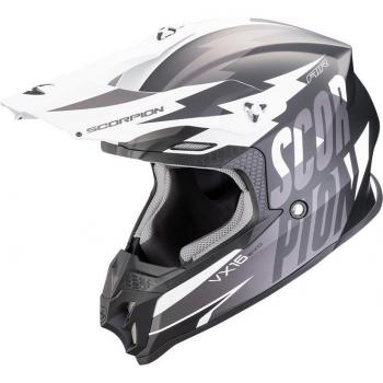 Casco de Motocross Scorpion VX-16 Evo Air Slanter Negro Plata