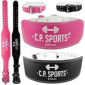 C.P. Sports - Cinturón de piel para levantamiento de pesas, para deportes de fuerza, con pesos altos, talla S, color negro