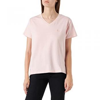 Camiseta de mujer Wrangler Sign Off V-neck, color Chalk Pink, talla pequeña