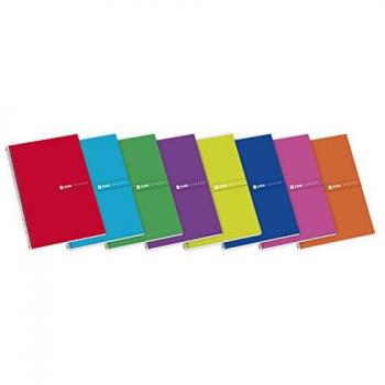 Pack de 5 cuadernos espiral 100 hojas, 70g, cuadrícula 4x4, tapa extradura, colores surtidos