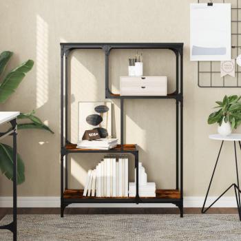 Estantería Librería Roble Humo 81x36x115 cm Multicapa Madera de Ingeniería y Acero Marrón