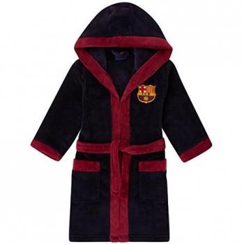 Bata con Capucha FC Barcelona para Niños de Fleece Azul Marino - Regalo Oficial de Fútbol 9-10 Años