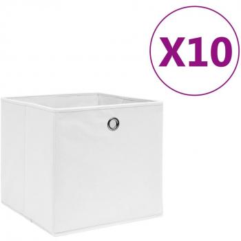 vidaXL Storage Boxes 10 pcs Non-woven Fabric 28x28x28 cm White