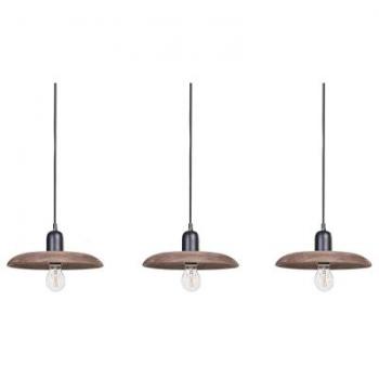 Lámpara de Techo Colgante de Madera de Mango Oscura con Pantalla Natural Estilo Boho Hecha a Mano