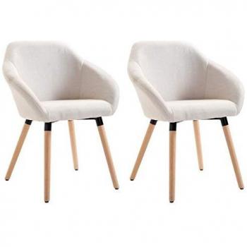 Cream Fabric Dining Chairs Set of 2