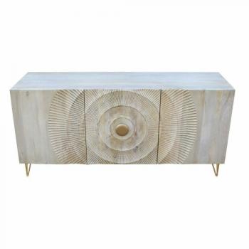 Aparador DKD Home Decor 160 x 45 x 75 cm Dorado Metal Blanco Madera de Mango