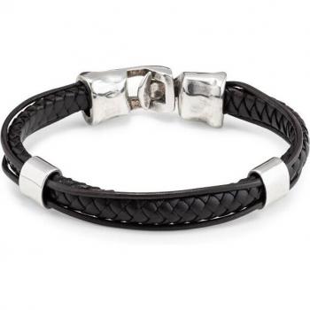 UNO de 50 Forest Collection Silver-Plated Leather Bracelet - Size XXL