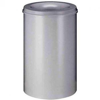 Papelera de Seguridad de Acero Autapagante 110L, HxØ 720 x 470 mm, Cuerpo Blanco / Cabeza Apagadora Blanca