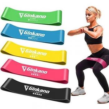 Haquno Bandas Elásticas Fitness/Bandas de Resistencia, Set de 5 Cintas Elásticas Fitness y Musculación de Látex Natural Agradable a la Piel con Guía de Ejercicios de Español y Bolsa Almacenamiento