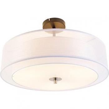Lámpara de techo moderna blanca 50 cm 3 luces Drum Duo Plafón textil QAZQA 50 x 32 cm