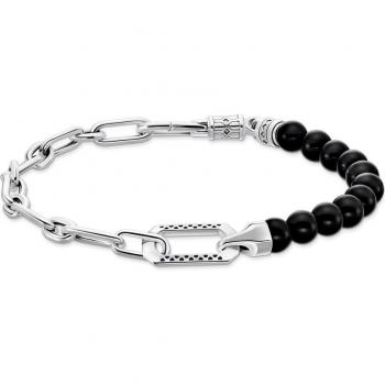 Thomas Sabo Unisex Sterling Silver Black Onyx Bead and Chain Bracelet A2088-507-11