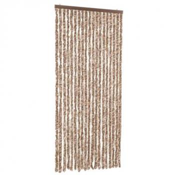 Cortina antimosquita chenilla beige y marrón oscuro 56x185 cm