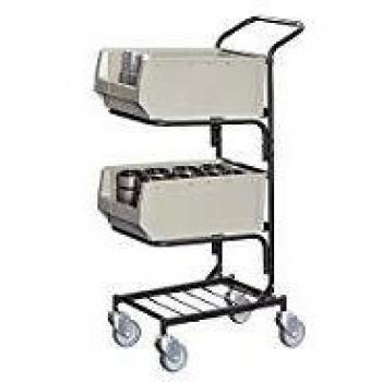 Carrito de servicio Certeo con 2 cajas de almacenamiento, color negro profundo, estructura fina
