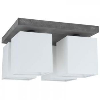 Lámpara de Techo Great Epikasa - Cemento, Metal y Tejido, Cromo y Blanco, 34x34x20,5 cm