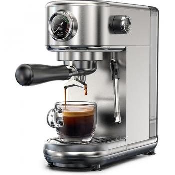 Máquina de café espresso HiBREW H10B, 20 bares de presión, semiautomática, temperatura y volumen de taza ajustables, color plateado