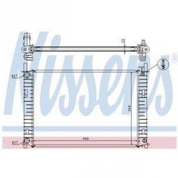 Radiador NISSENS 62027A para refrigeración del motor, compatible con múltiples modelos de vehículos, fabricado en aluminio y plástico, diseñado para un rendimiento óptimo en la regulación de temperatura del motor