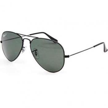 Ray-Ban Black Polarized Green Classic G-15 55mm AVIATOR LARGE METAL Sunglasses