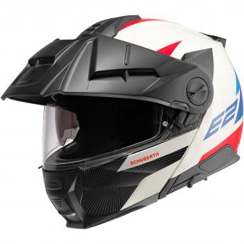 Casco Modular Schuberth E2 Defender - Seguridad y Confort Garantizados, Color Blanco, Rojo y Azul, Talla 2XL