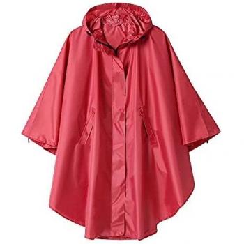 Poncho de Lluvia Chubasquero Impermeable Mujer Hombre Rojo Vino