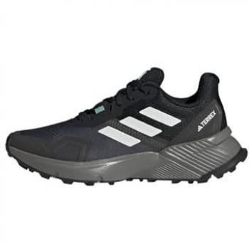 Zapatillas de montaña adidas Terrex Soulstride mujer, características: diseño para trail running, color negro y blanco, talla 42 2/3 EU, tecnología de amortiguación, suela con tracción optimizada