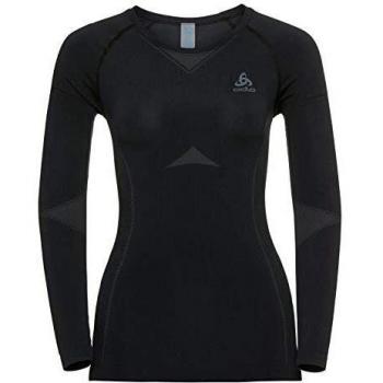 Odlo Maglia Base Layer Sportiva A Manica Lunga Performance Evolution Jersey de Manga Larga, Mujer, Black/Graphite Grey, M
