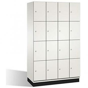 Armario de Compartimentos Bajo Llave Cambio C+P - 4 Abteil, HPL-T puertas, Blanco, 1200 mm