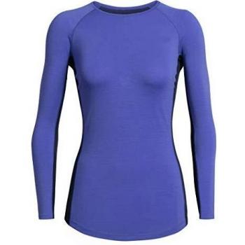 Icebreaker Mystic/Midnight Navy 2019 - Camiseta interior de manga larga y cuello redondo para mujer, mystic/midnight navy, extra-small