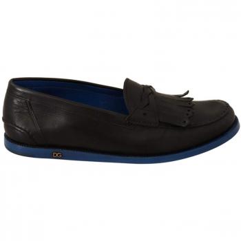 Dolce & Gabbana Black Leather Tassel Slip On Loafers - EU39/US6
