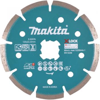 Disco Diamante Segmentado 125 mm X-LOCK para Corte de Hormigón, Granito y Mármol - Makita E-02076