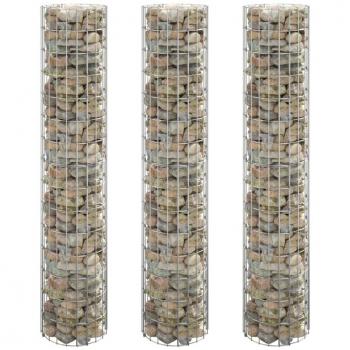 vidaXL Circular Gabion Raised Beds 3 pcs Galvanised Steel Ø30x150 cm