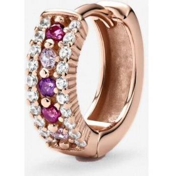Pendiente piercing aro Kenya de plata bañado en oro rosa con circonitas rosas