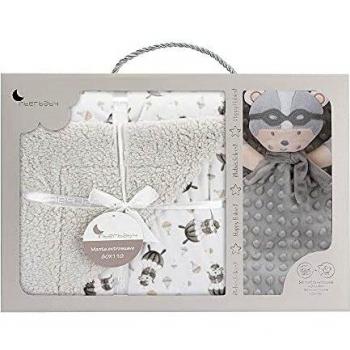 Interbaby Set Regalo para bebés: Manta Paracaidista Gris con Borreguillo y dudu