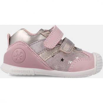 Biomecanics - Zapatillas de bebé niña tipo running bajas en piel con doble cierre adherente