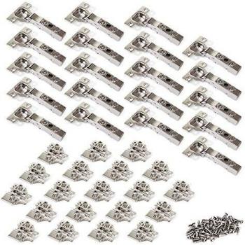 Emuca 1012407 Pack de 20 bisagras de cazoleta Ø35mm 100° para puerta solapada y suplementos Euro con regulación excéntrica