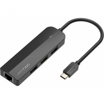 Vention TGOBB Docking Station USB Tipo-C con 3x USB, 1x RJ45, 1x Micro B PD, Color Negro