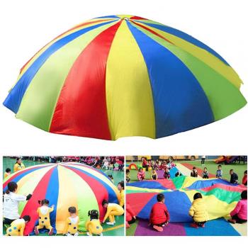 HTINAC Juego de Paracaídas con 8 Mangos para Infantil Paracaídas Arco Iris para Fiesta Deportes Ejercicio de Grupo Familiar