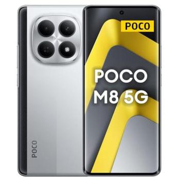 Smartphone Xiaomi POCO M8 5G Plata 8GB + 256GB, Pantalla AMOLED de 6.77, Snapdragon® 6 Gen 3, Cámara Dual de 50MP, Carga Turbo de 45W