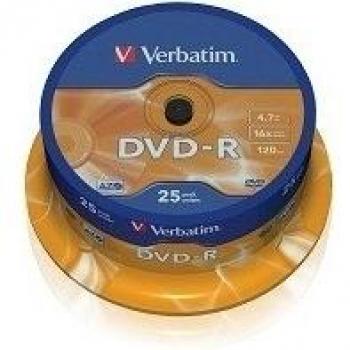 Tarrina DVD-R Verbatim 25 unds.