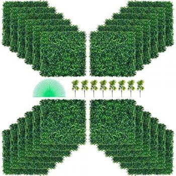 Panel de Boj Artificial VEVOR de 24 Piezas, 50,8 x 50,8 cm, Alta Densidad, Protección UV, Decoración de Pared Verde