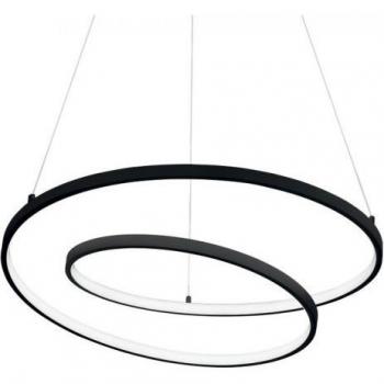 Lámpara colgante integrada LED decorativa en forma de remolino, 3000K, metal y plástico negro