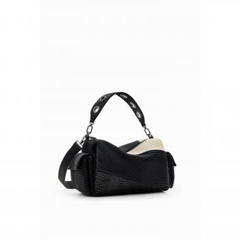 Desigual - Bolso de mano mediano en color negro con diseño patch