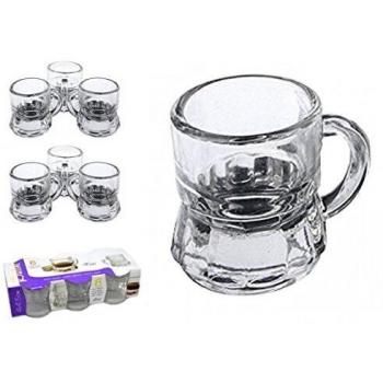 Inde 44043 Mini Vaso de Cerveza, Transparente, 45 cc, Conjunto de 6