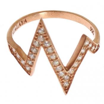 Nialaya Pink Gold 925 Silver Women's Clear Ring - EU47 | US4